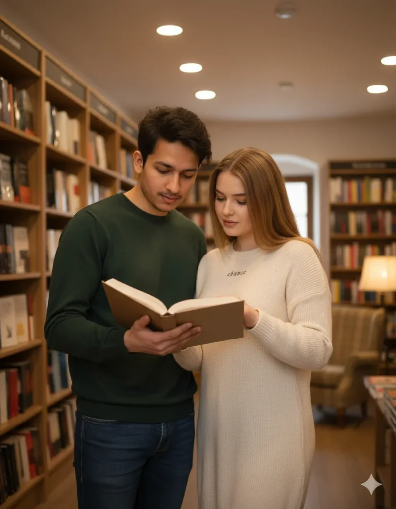 Couple in bookstore