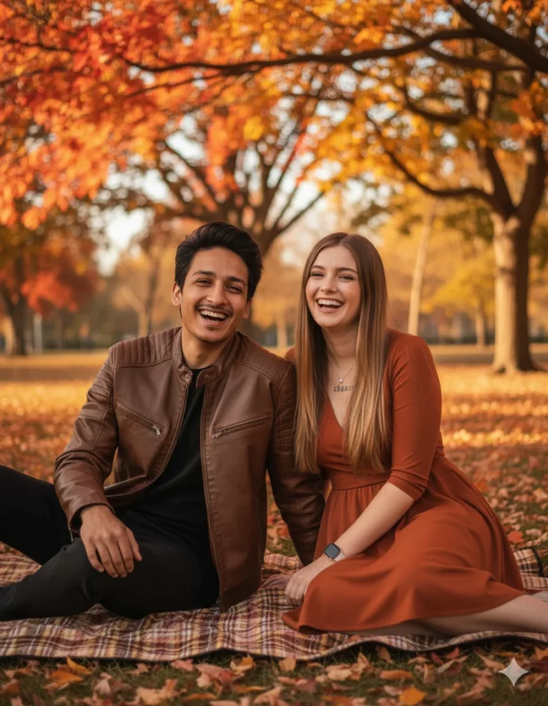 Couple in autumn park